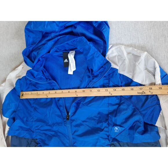 Adidas Women Medium Lightweight Convertible Scuba Style Hoodie Vent Jacket Blue‎ - Picture 3 of 9